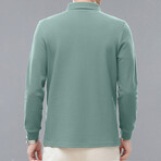 Long Sleeve Polo Shirt Collar Detail // Green (XS)