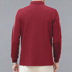 Long Sleeve Polo Shirt Collar Detail // Red (XS)