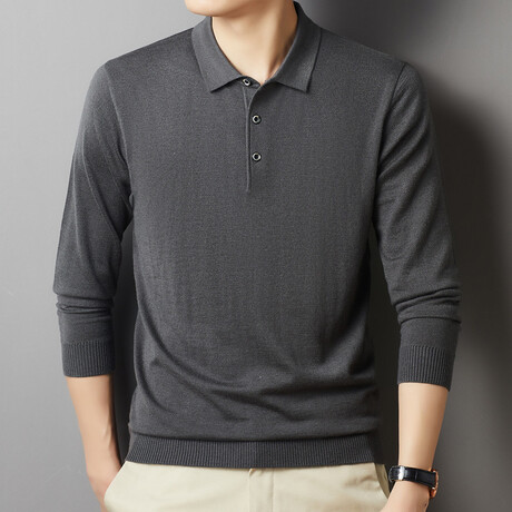 Long Sleeve Polo Shirt // Gray (XS)