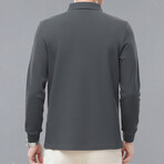 Long Sleeve Polo Shirt Collar Detail // Gray (XS)