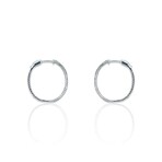 18K White Gold Diamond Oval Hoop Earrings I // New