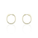 18K Yellow Gold Diamond Oval Hoop Earrings I // New