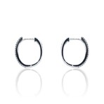 18K White Gold Diamond Oval Hoop Earrings II // New