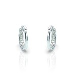 18K White Gold Diamond Oval Hoop Earrings II // New