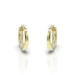 18K Yellow Gold Diamond Hoop Earrings // New