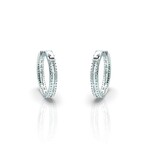 18K White Gold Diamond Oval Hoop Earrings I // New