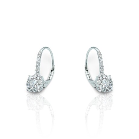 18K White Gold Diamond Earrings I // New