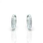 18K White Gold Diamond Oval Hoop Earrings I // New