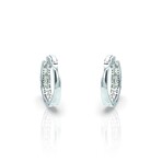 18K White Gold Diamond Hoop Earrings // New