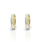 18K Yellow Gold Diamond Oval Hoop Earrings // New