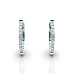 18K White Gold Diamond Oval Hoop Earrings // New