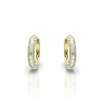 18K Yellow Gold Diamond Hoop Earrings // New