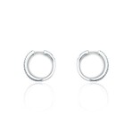 18K White Gold Diamond Hoop Earrings // New