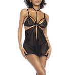 Two-in-One Bodysuit // Babydoll + Teddy // Black (L-XL)