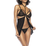 Two-in-One Bodysuit // Babydoll + Teddy // Black (L-XL)