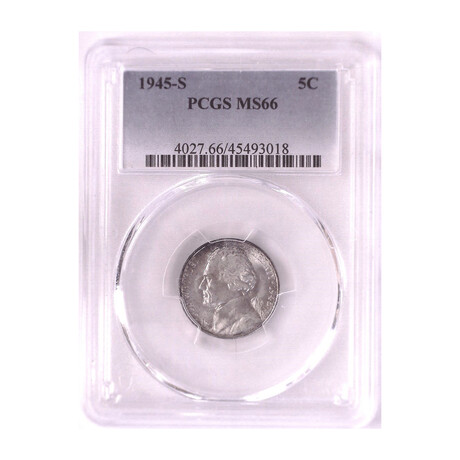 1945 S Jefferson Nickel PCGS 66 back off center error coin # 018