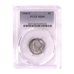 1945 S Jefferson Nickel PCGS 66 back off center error coin # 018