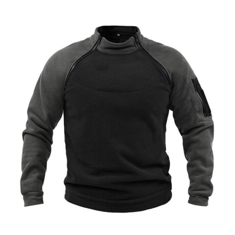 Dual Zip Raglan Fleece // Dark Gray + Black (XL)