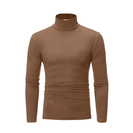 Fitted Mock T-neck // Brown (XL)