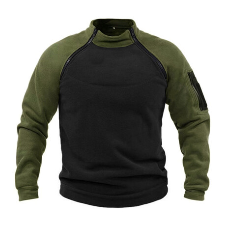 Dual Zip Raglan Fleece // Army Green + Black (M)