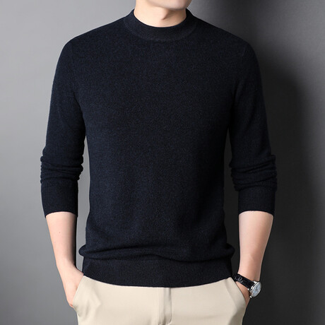 Mini Mock Neck Sweater // Navy Blue (XS)