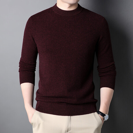Mini Mock Neck Sweater // Dark Red (XS)