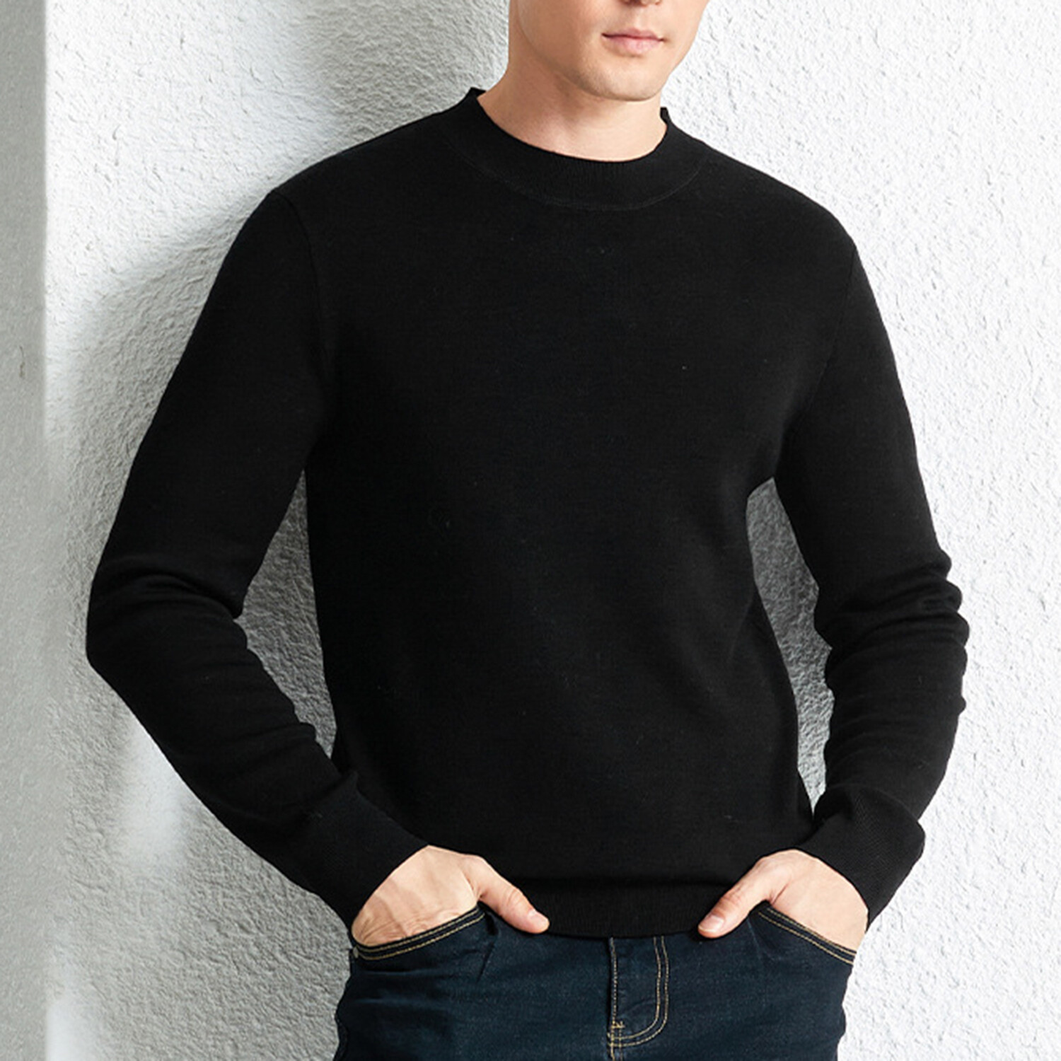 Wide neck sweater top mens