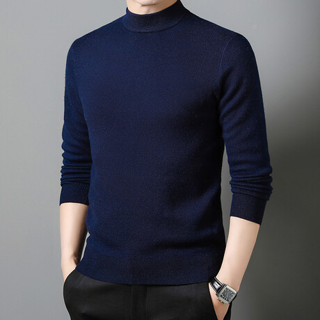 Classic Mock Neck Sweater // Style 3 // Navy Blue (XS)