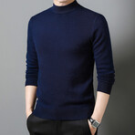 Classic Mock Neck Sweater // Style 3 // Navy Blue (M)