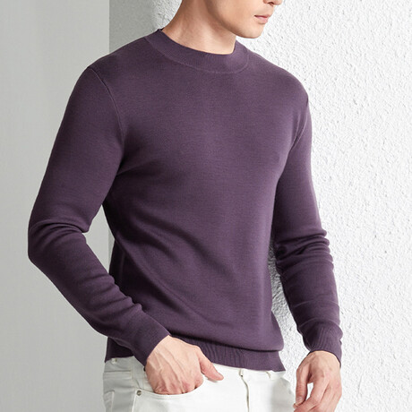 Wide Crew Neck Sweater // Purple (XS)