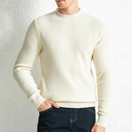 Rib Knit Mock Neck Sweater // White (M)