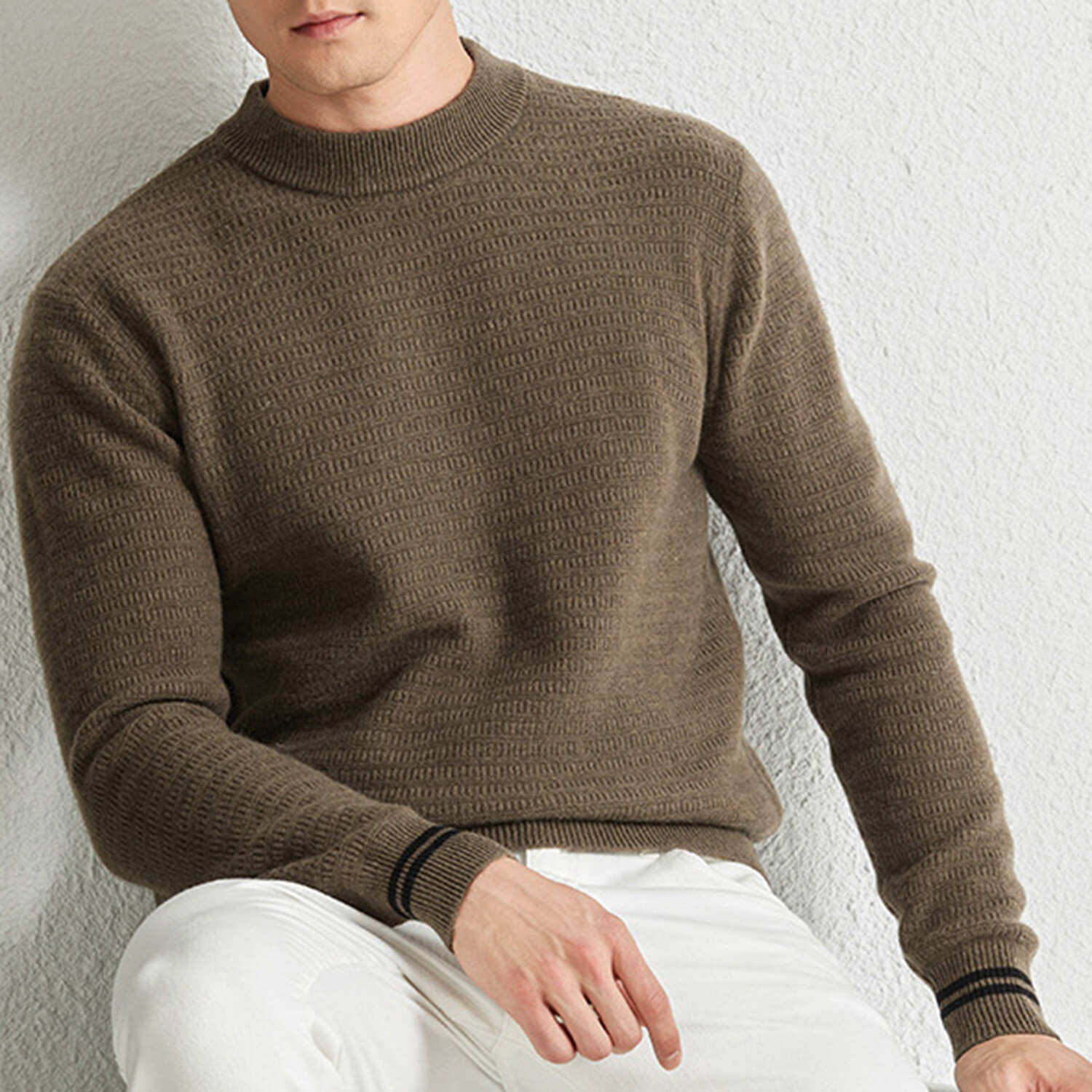 1/4 Zip Sweater // Brown (M) - Atom Wool Sweaters - Touch of Modern