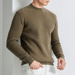 Rib Knit Mock Neck Sweater // Brown (XS)