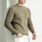 Rib Knit Mock Neck Sweater // Light Green (XS)