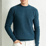 Rib Knit Mock Neck Sweater // Blue (L)