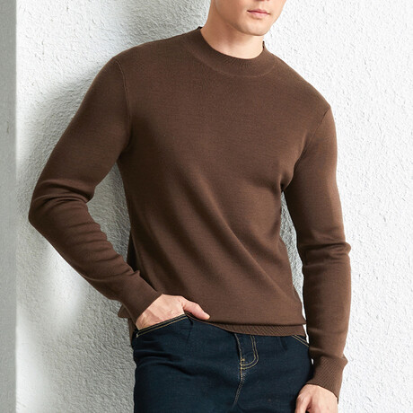Wide Crew Neck Sweater // Brown (XS)