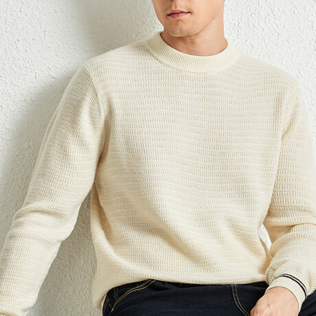 1/4 Zip Sweater // White (XS)