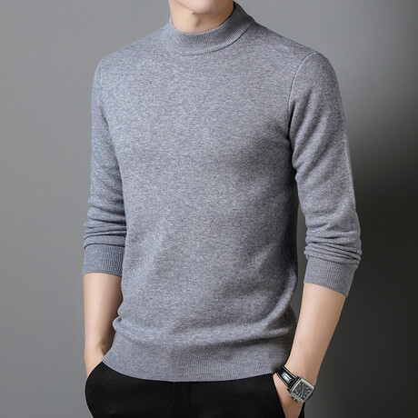 Classic Mock Neck Sweater // Style 3 // Light Gray (XS)