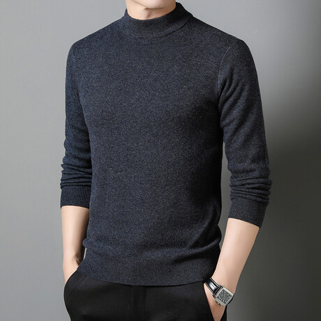 Classic Mock Neck Sweater // Style 3 // Dark Gray (XS)