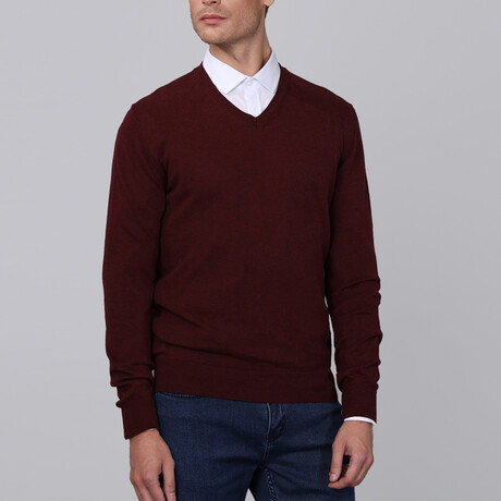 V Neck Pullover // Bordeaux Melange (S)