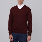 V Neck Pullover // Bordeaux Melange (S)