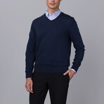 V Neck Pullover // Navy Melange (S)