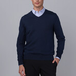 V Neck Pullover // Navy Melange (S)