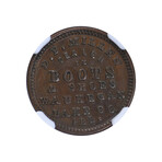 1863 Civil War Token // DP Millen Boots & Shoes- Waukegan IL // NGC Certified AU53 BN // Deluxe Collector's Pouch