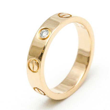 Cartier // 18k Rose Gold Mini Love Diamond Ring // Ring Size: 4.5 // Store Display