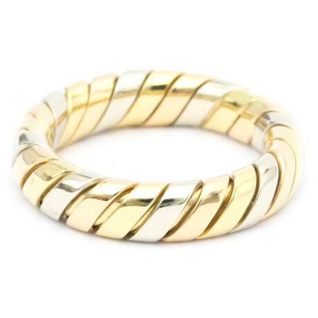 Bulgari // 18k Rose Gold + 18k White Gold + 18k Yellow Gold Tubogas Ring I // Ring Size: 5.5 // Store Display