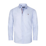 Set of 3 Button Up Shirts // White + Navy + Light Blue (S)