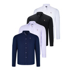 Set Of 4 Button Up Shirts // White + Black + Lilac + Navy (S)