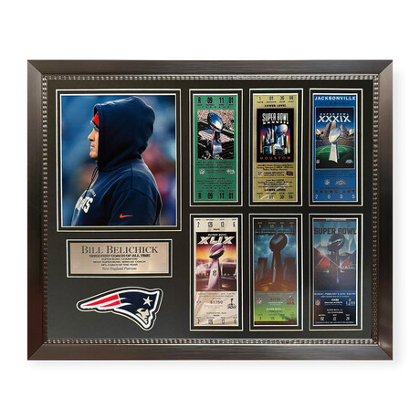 Bill Belichick // New England Patriots // Collage + Framed