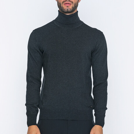 Men'sTurtleneck Pullover // Black (S)